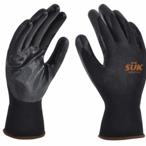 SUK-811 Guantes de nylon negro con nitrilo sólido negro