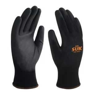 SUK-600 Guante poliéster negro c/pal poliu