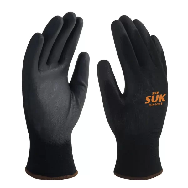 SUK-600 Guante poliéster negro c/pal poliu