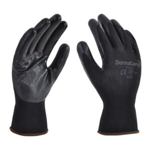 51-811 GUANTE POLIESTER NEGRO C/PAL NITRILO