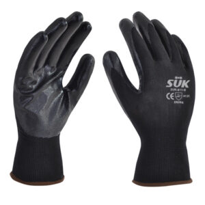 SUK-811 GUANTE POLIESTER NEGRO C/PAL NITRILO